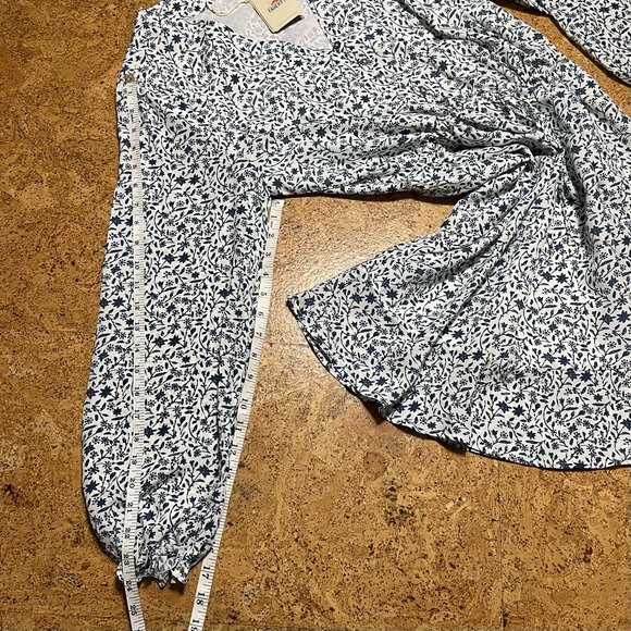 Faherty Kennedy 100% Silk Spring Daisy Dress NWT In White & Blue Floral Sz L - Picture 15 of 16